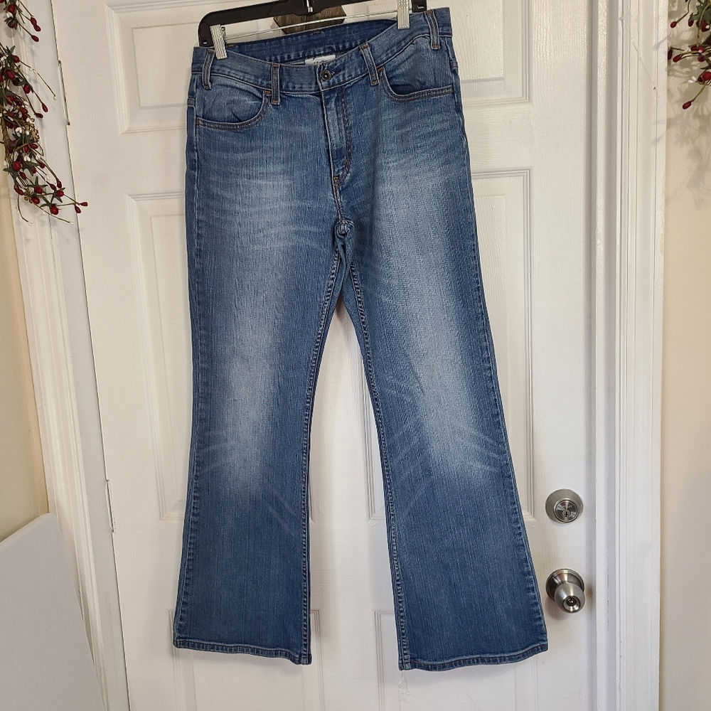 Levi's Red Tab High Rise Flare Cut Blue Jeans, Size: Medium (12), Color: Blue